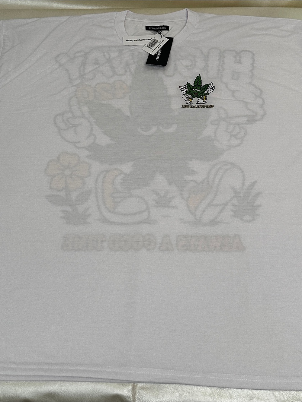 White Short Sleeve Graphic Tee with Small Chest Print